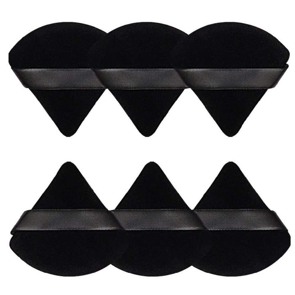 6 Pc Velvet Triangle Powder Puff,Triangular Design Makeup Soft Sponge Puff for